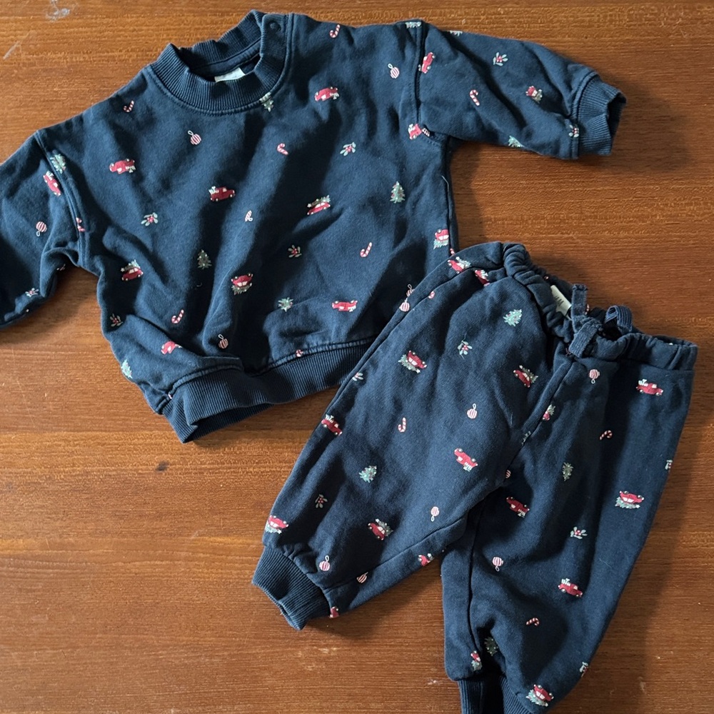 Winter Toddler Set with Festive Tree Prints